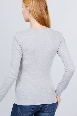 Long Slv Henley Thermal Top