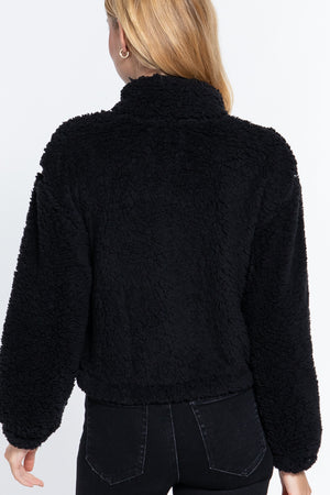 Long Slv Faux Fur Zip-up Jacket