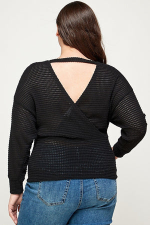 Plus Size Textured Waffle Sweater Knit Top